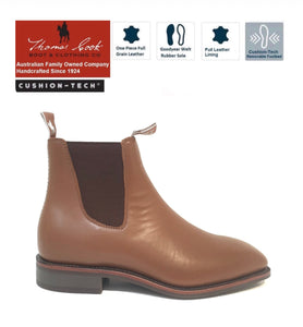 Thomas Cook Trentham Light Tan One Piece Rubber Sole Chelsea Dress Boot