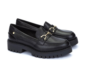 Pikolinos Aviles W6P-3857 Black Platform Loafer Slip On Shoe