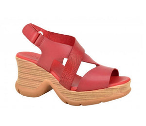 Paula Urban 23-514 Red Bangla Rojo Leather Wedge Made In Spain