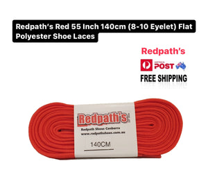 Redpath’s Red 55 Inch 140cm (8-10 Eyelet) Flat Polyester Shoe Laces