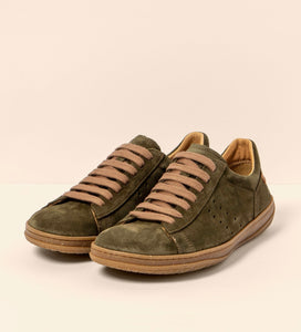 El Naturalista 5395 Amazonas Silk Suede Forest Green 7 Eyelet Shoe Made In Spain