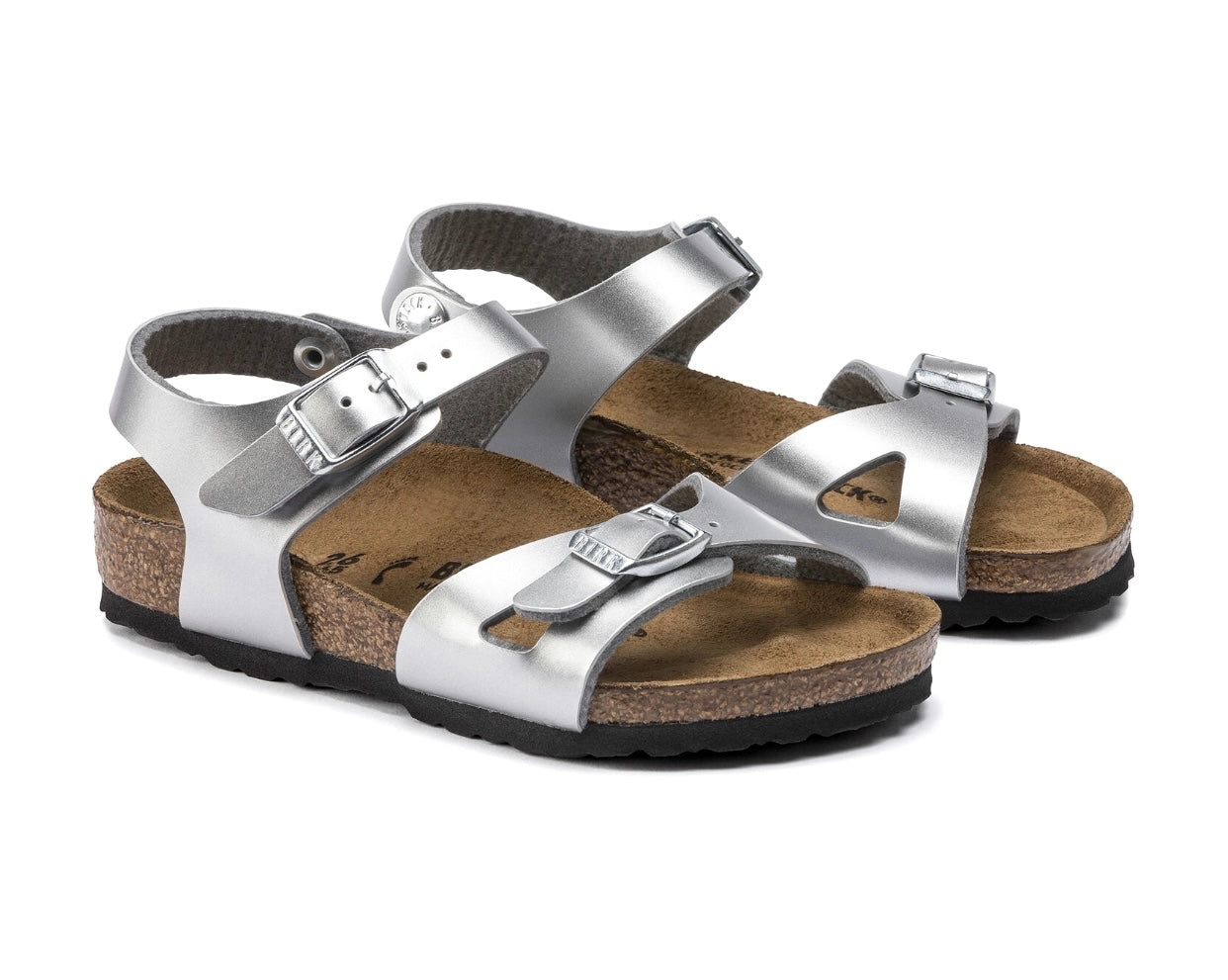 Birkenstock Rio Kids Electric Metallic Silver Birko-Flor Made In Germany