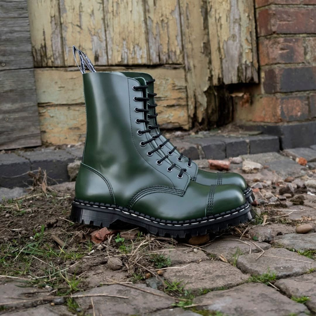 Gripfast Green Hi Shine Steel Toe 10 Eyelet Boot Made In England