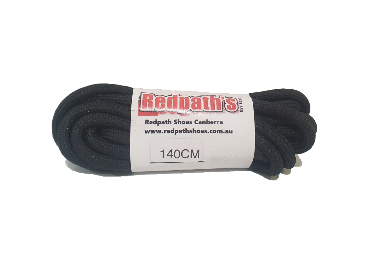 Redpath’s Black 55 Inch 140cm (8-10 Eyelet) Round Nylon Shoe Laces