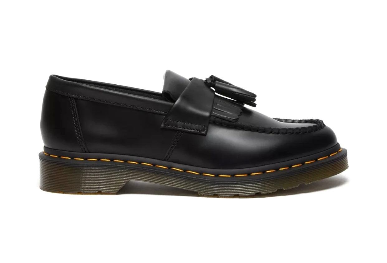Martens Adrian Black Smooth Leather Yellow Stitch Tassel
