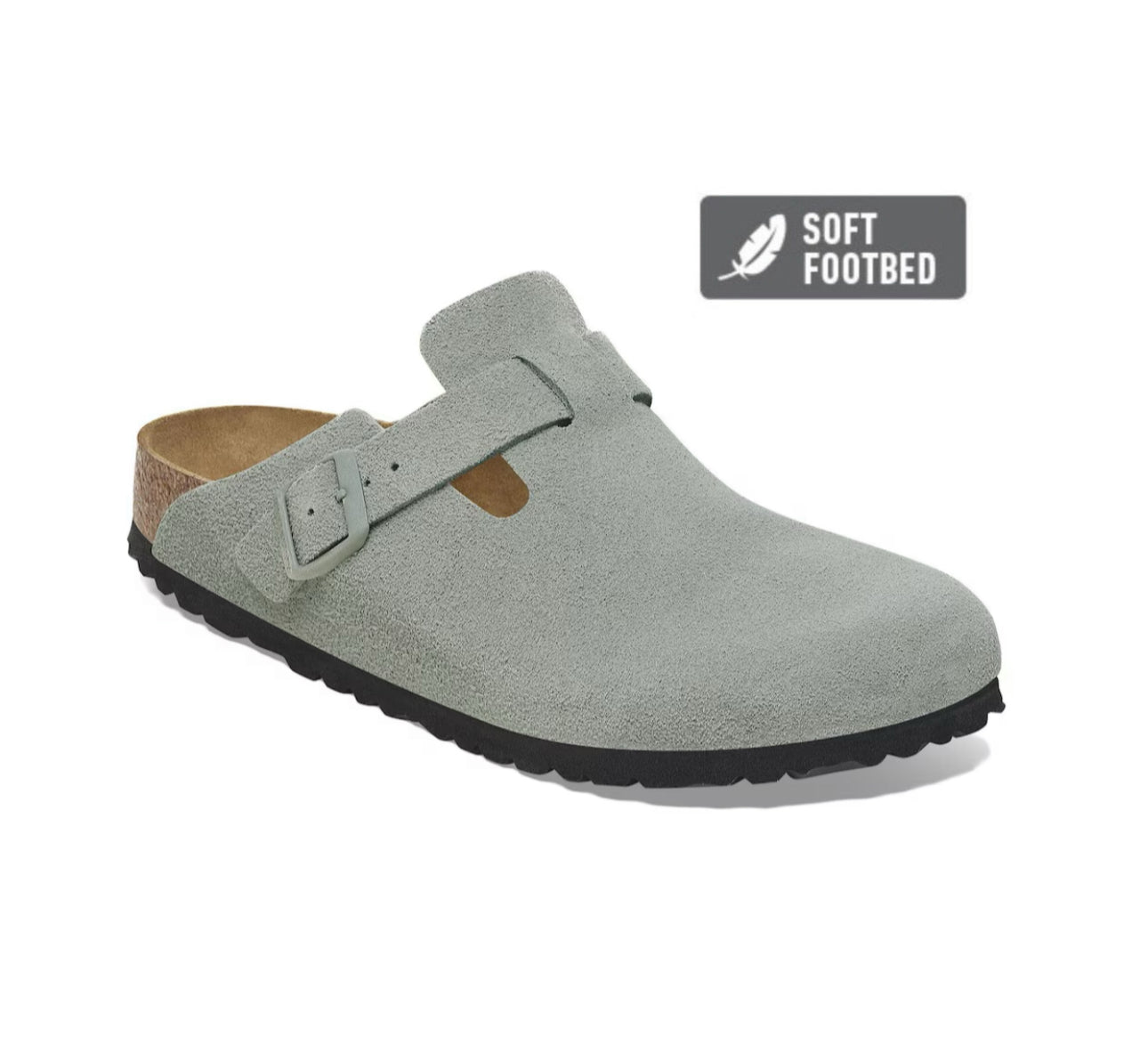Birkenstock Boston Pure Sage Soft Footbed Made In Germany