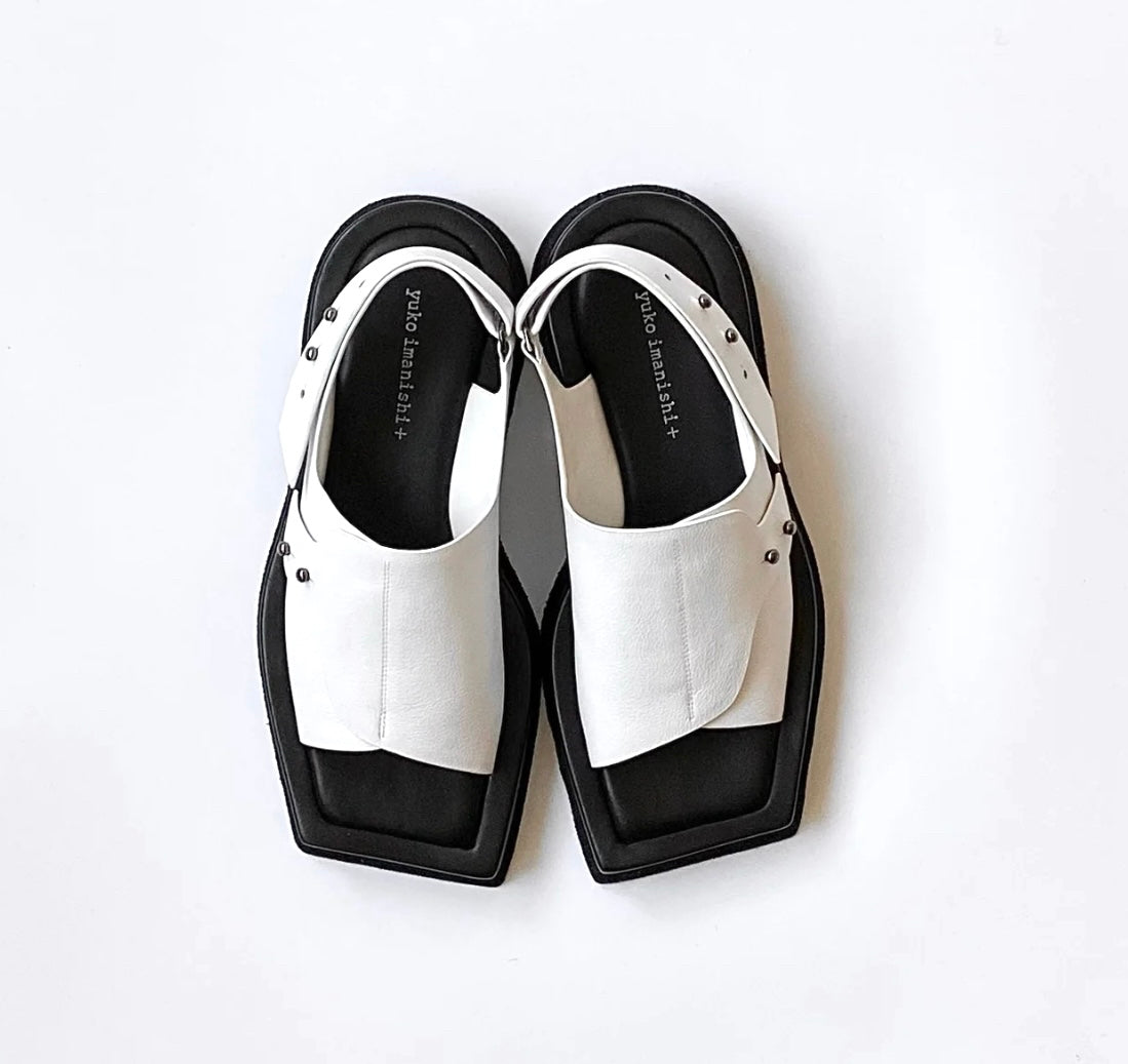 Yuko Imanishi + 732054 Chisa White Square Open Toe Sandal