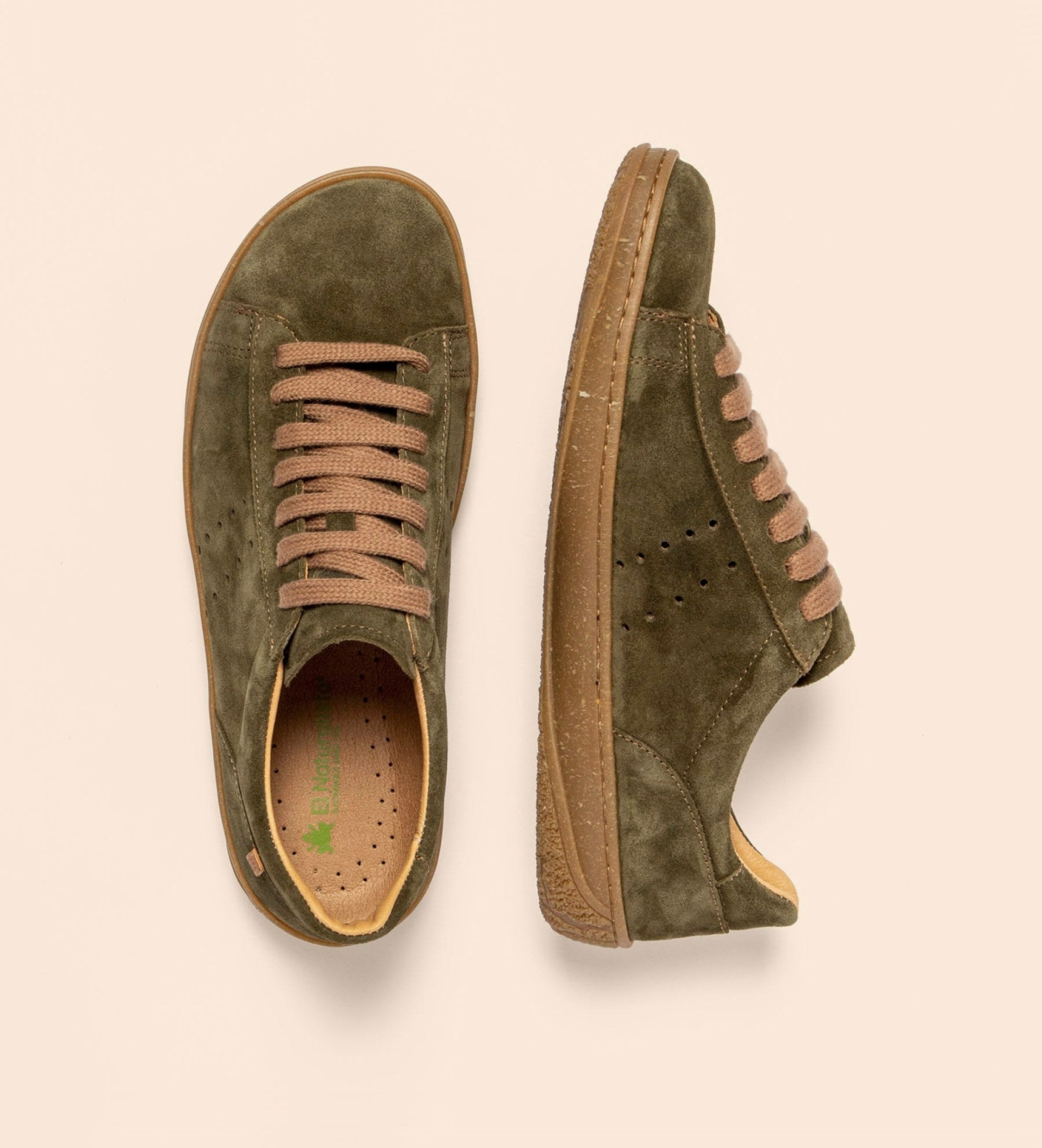 El Naturalista 5395 Amazonas Silk Suede Forest Green 7 Eyelet Shoe Made In Spain