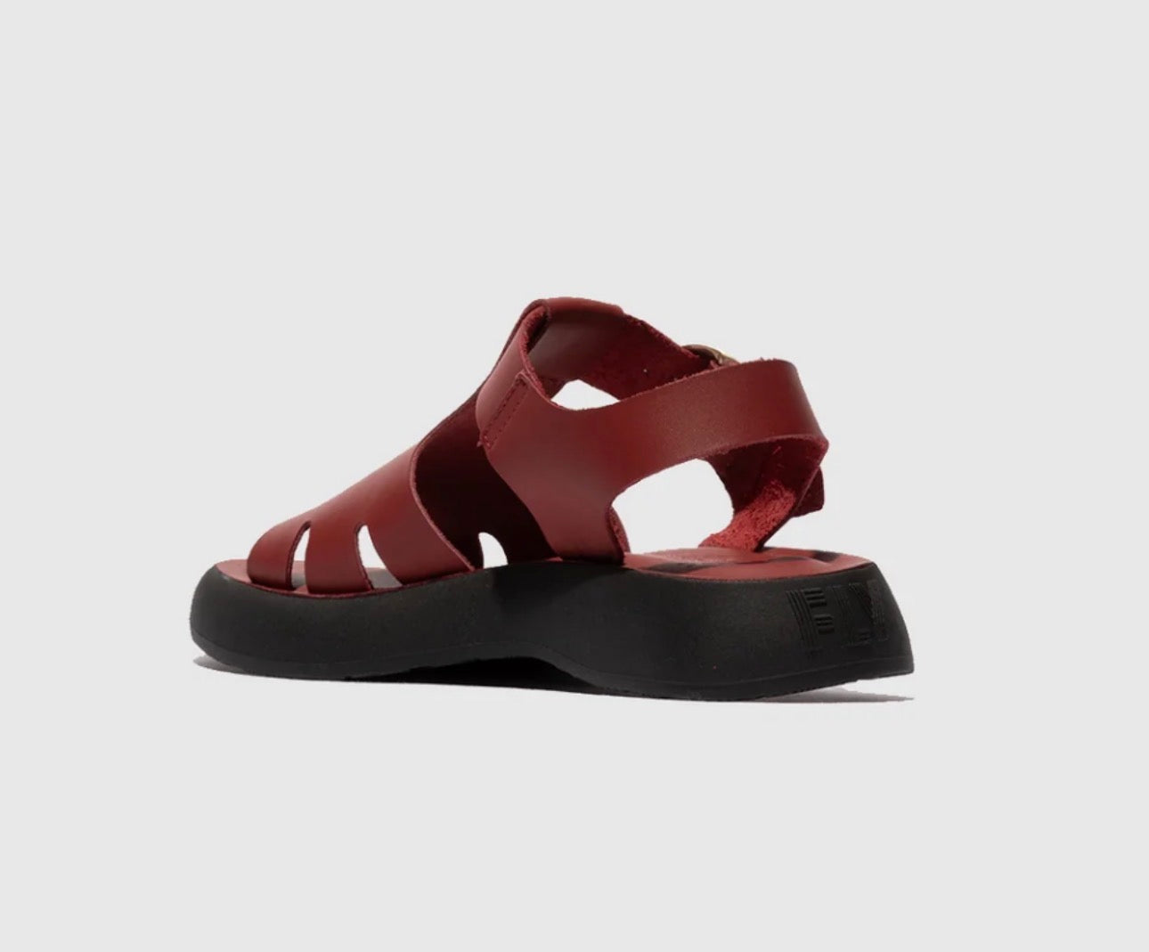 Fly London Bady281Fly Intense Rust Red Brooklyn Leather Open Toe Sandal Made In Portugal