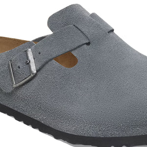 Birkenstock Boston Basalt Gray Blue Grey Suede Soft Footbed Made In Germany