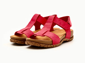 El Naturalista 5861T Tibet Red Tabernas Sion Vegan Velcro Sandal Made In Spain