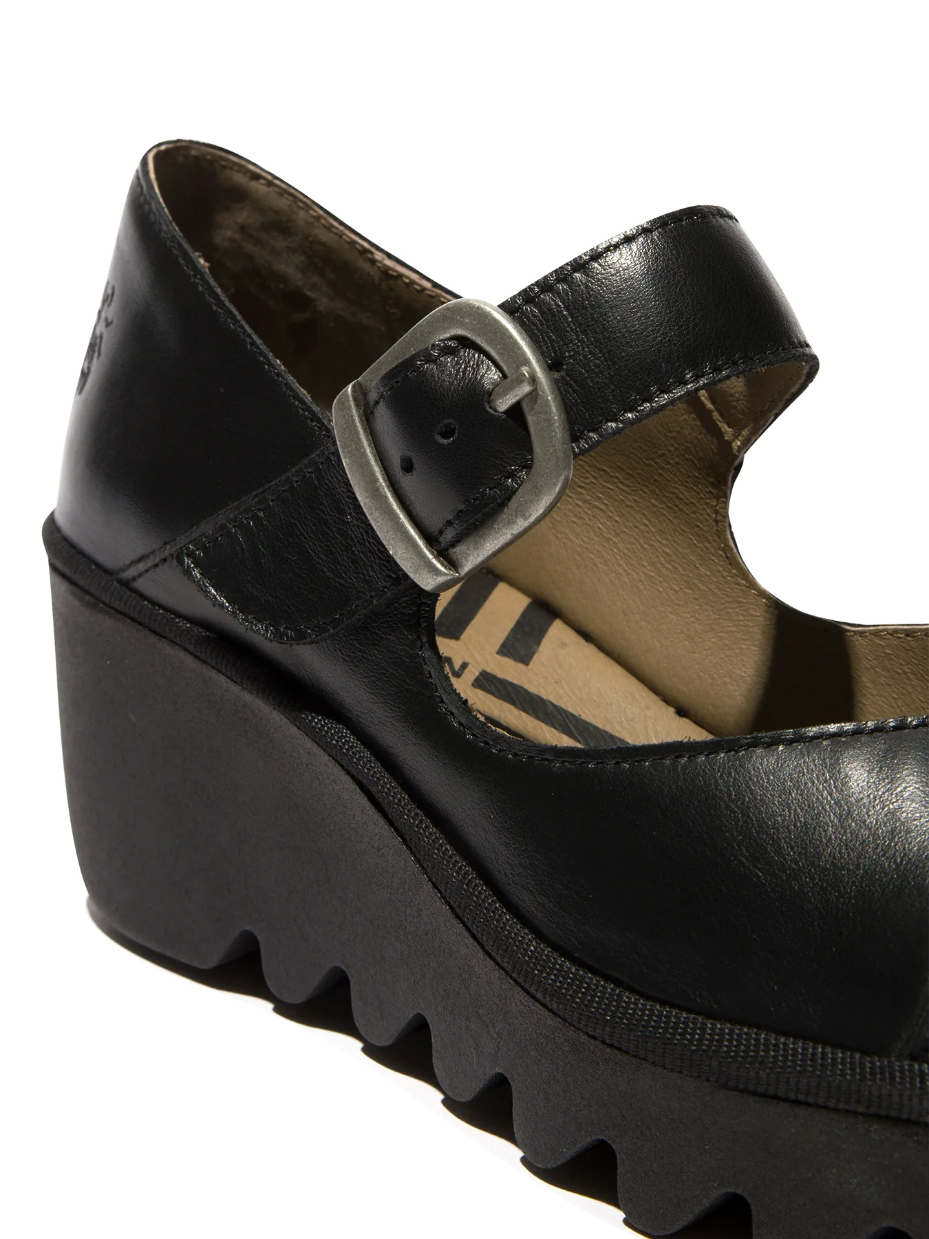 Fly London Baxe428fly Black Naomi Leather Wedges Made In Portugal
