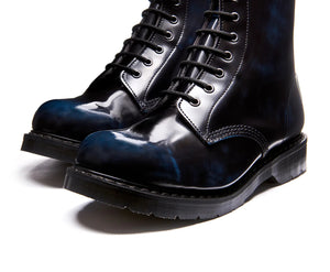 Solovair Navy Blue Rub Off 8 Eyelet Boot Made In England