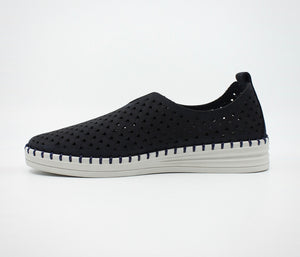 Sala Europe Lasso Deep Ocean Blue Perforated Leather Slip On Shoe Made In Turkey