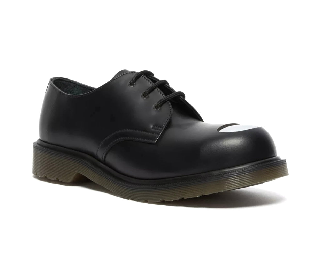 Dr. Martens Petri Black Noir Vintage Smooth Exposed Steel Toe 3 Eyelet Shoe