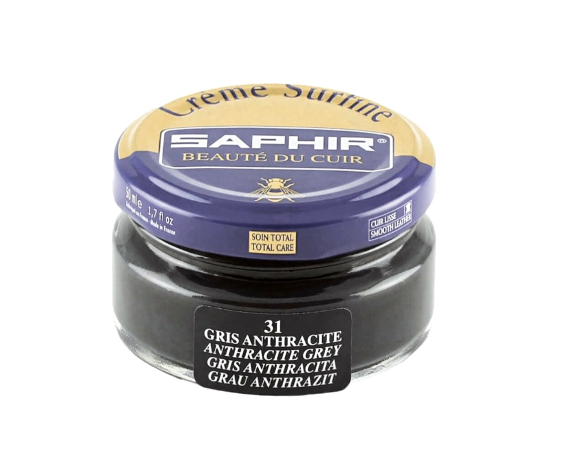 Saphir 31 Gris Anthracite Grey Renovating Cream Polish 50ml Made In France