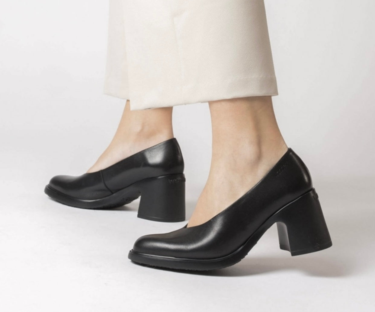Wonders M-5503 Bora Negro Black Leather High Heel Court Shoe Made In Spain