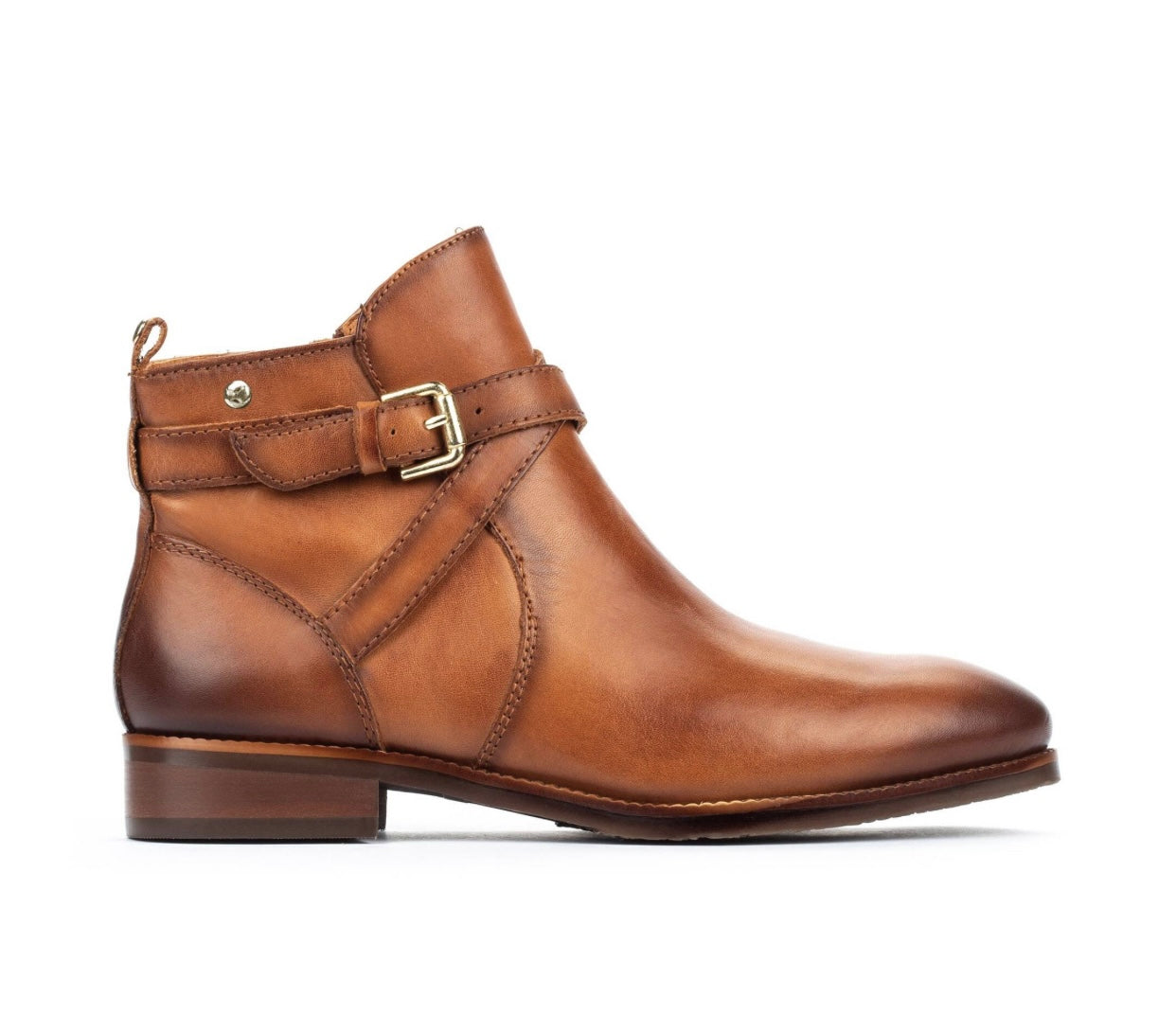 Pikolinos Royal W4D-8614 Brandy Light Tan Buckle Zip Ankle Boot
