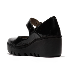 Fly London Baxe428fly Black Patent Leather Luxo Atla Wedges Made In Portugal