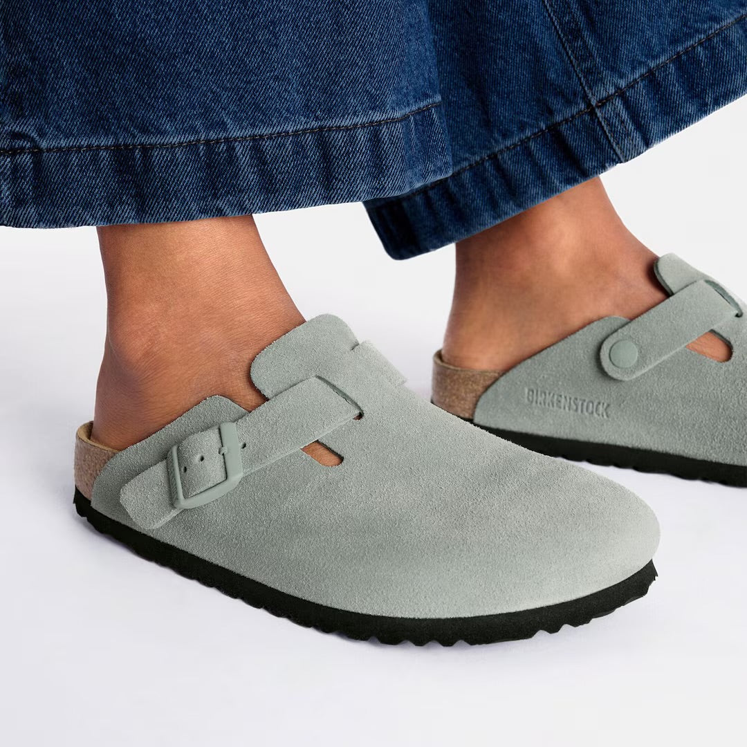 Birkenstock Boston Pure Sage Soft Footbed Made In Germany