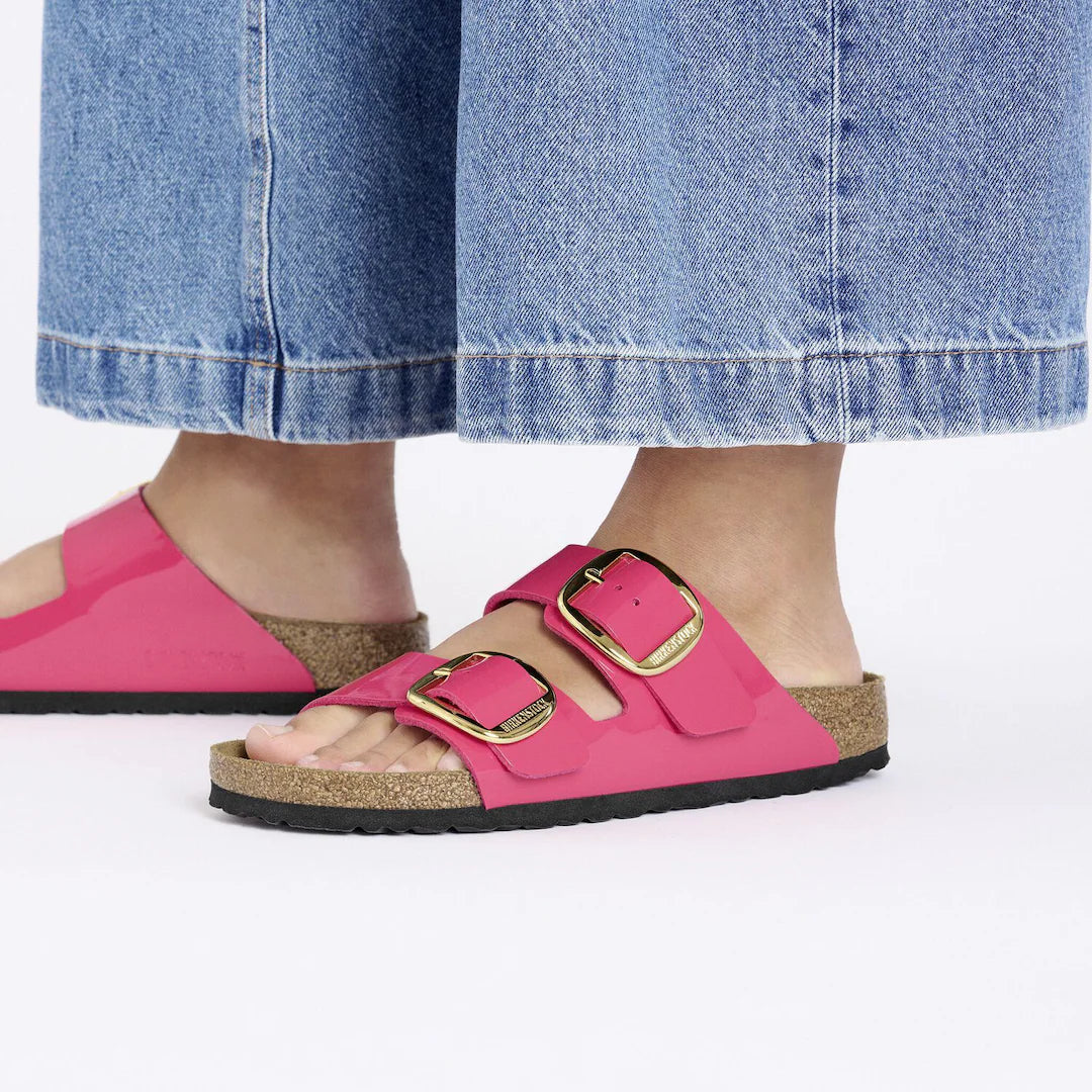 Birkenstock Arizona Big Buckle Pink Fuchsia Fusion Patent Birko-Flor Made In Germany