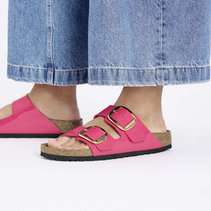 Birkenstock Arizona Big Buckle Pink Fuchsia Fusion Patent Birko-Flor Made In Germany