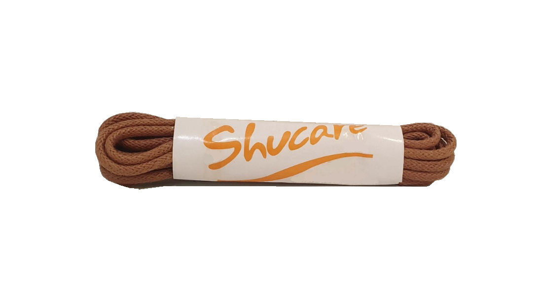 Shucare Light Tan Brown 35 Inch 90cm (4-6 Eyelet) Round Fine Waxed Cotton Shoe Laces