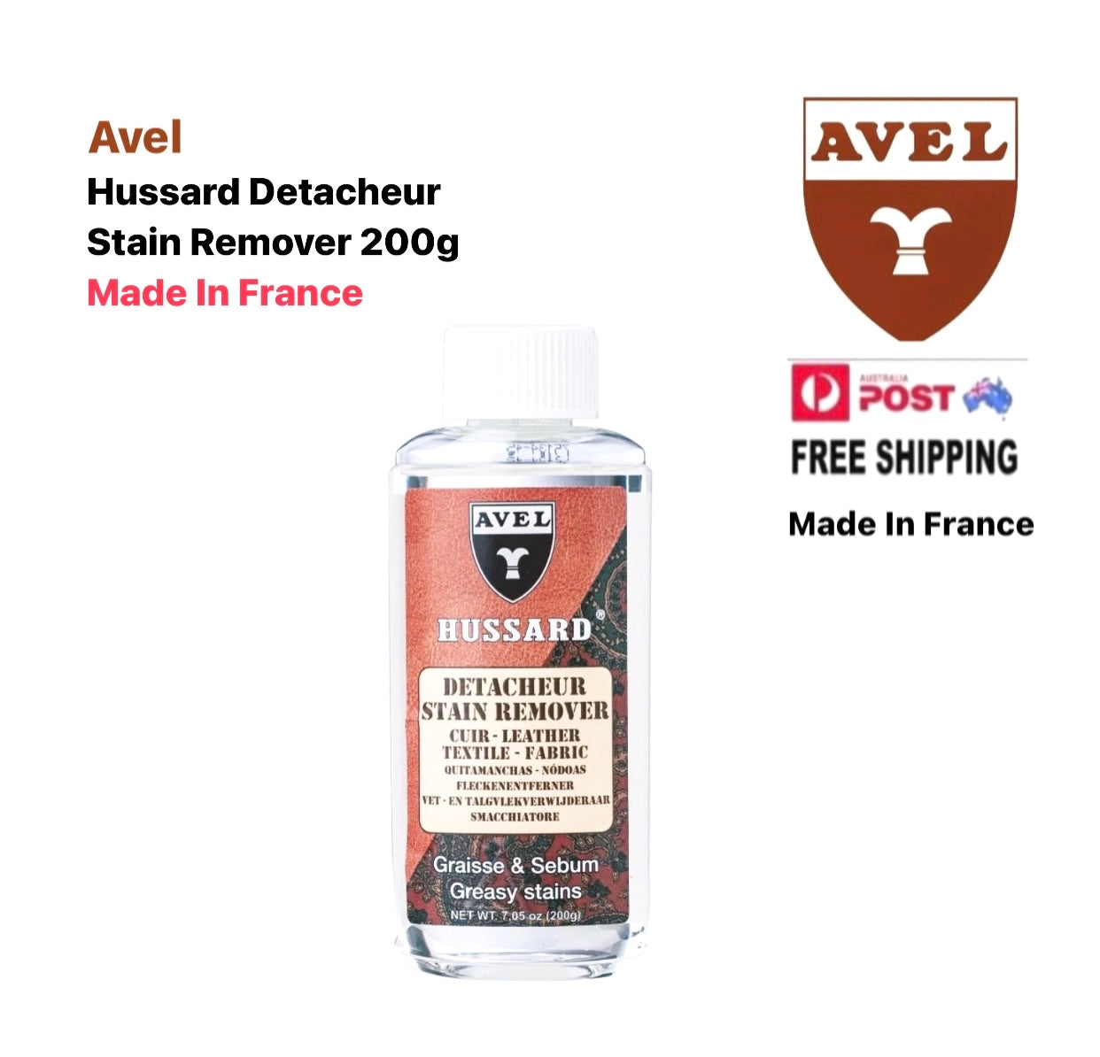 Avel Hussard Detacheur Stain Remover Leather Textile Fabric 200g Made In France
