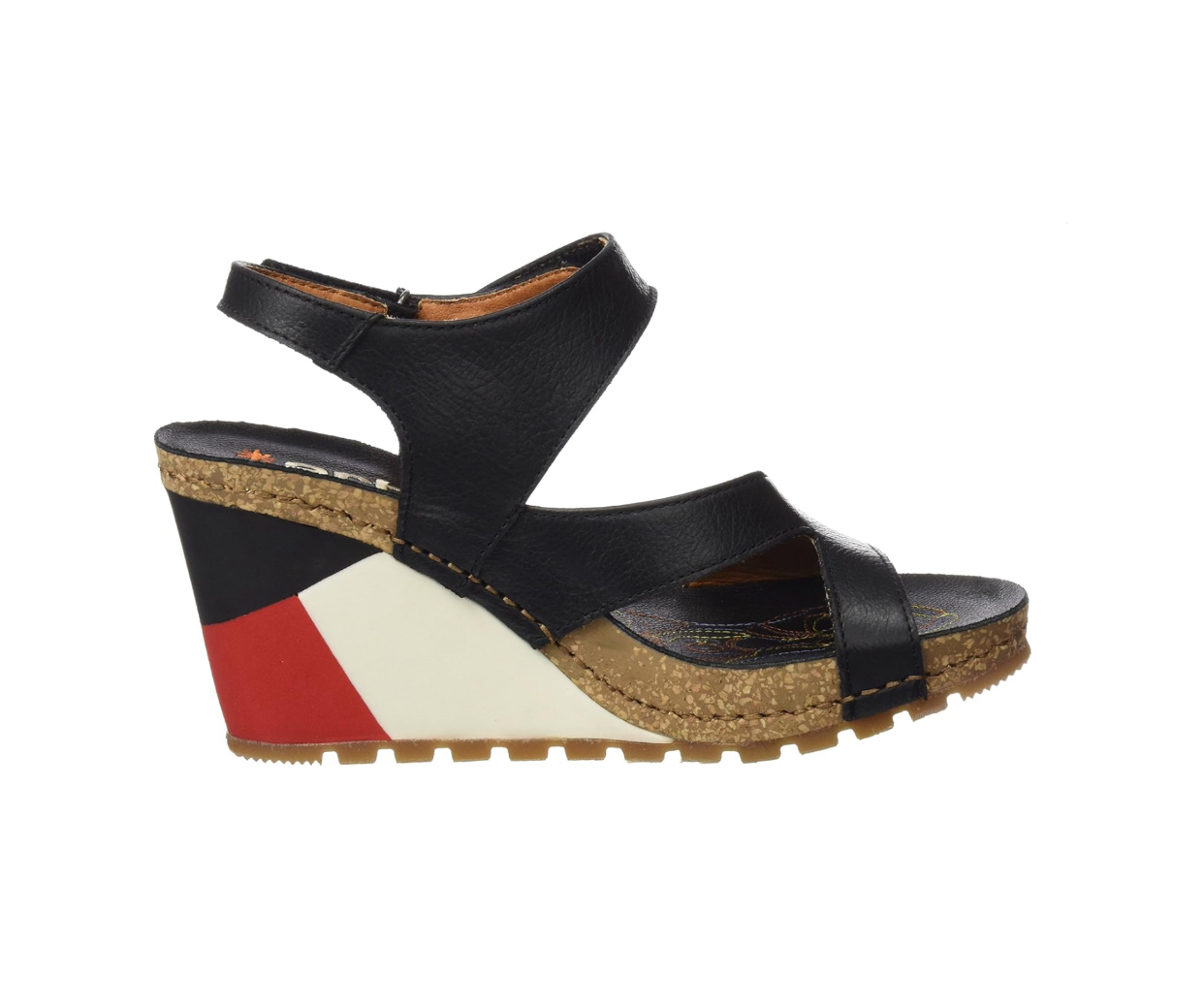 Art 1330 Memphis Güell Black Open Toe Wedge Made In Spain