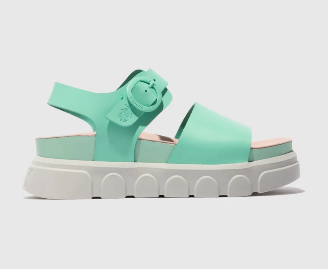 Fly London Cree947Fly Brooklyn Spearmint Green Leather Open Toe Sandal Made In Portugal