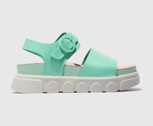 Fly London Cree947Fly Brooklyn Spearmint Green Leather Open Toe Sandal Made In Portugal