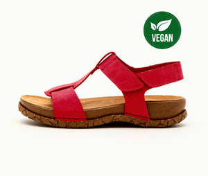 El Naturalista 5861T Tibet Red Tabernas Sion Vegan Velcro Sandal Made In Spain