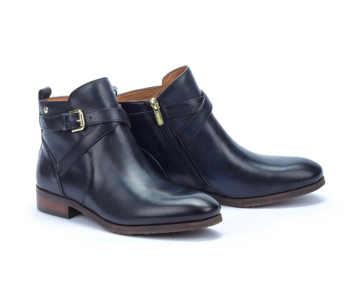 Pikolinos Royal W4D-8614 Space Navy Blue Buckle Zip Ankle Boot Made In Spain