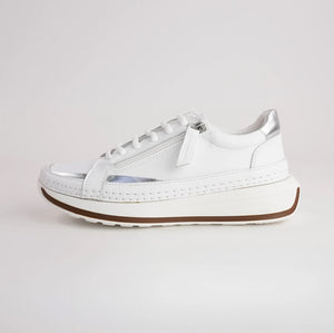 Sala Europe Vogue White Leather 6 Eyelet Zip Sneaker Shoe Made In Turkey