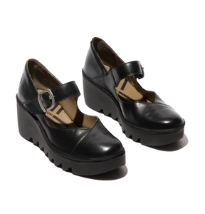 Fly London Baxe428fly Black Naomi Leather Wedges Made In Portugal