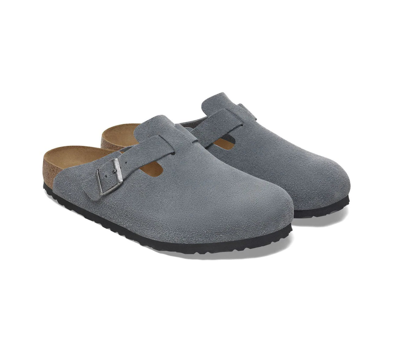 Birkenstock Boston Basalt Gray Blue Grey Suede Soft Footbed Made In Germany