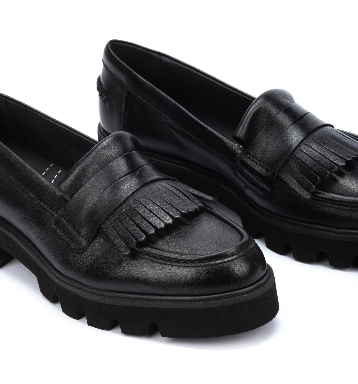 Pikolinos Salamanca W6Y-3631 Black Tassel Platform Loafer Slip On Shoe Made In Spain