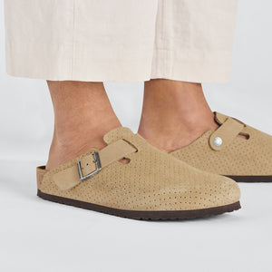 Birkenstock Boston Embossed Dotted New Beige Suede Made In Germany
