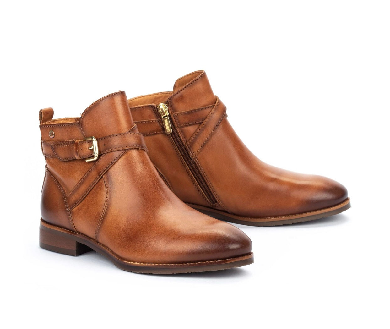 Pikolinos Royal W4D-8614 Brandy Light Tan Buckle Zip Ankle Boot