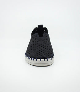 Sala Europe Lasso Deep Ocean Blue Perforated Leather Slip On Shoe Made In Turkey