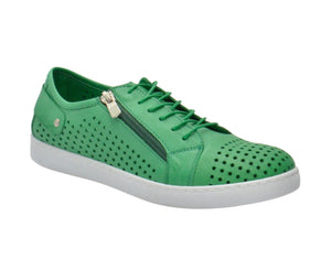 Cabello Comfort EG17 Apple Green Perforated 6 Eyelet Zip Shoe Made In Turkey