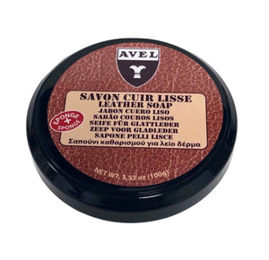 Avel Savon Cuir Lisse Leather Soap Cleaner Sponge Applicator 100g Made In France