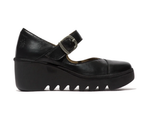 Fly London Baxe428fly Black Naomi Leather Wedges Made In Portugal