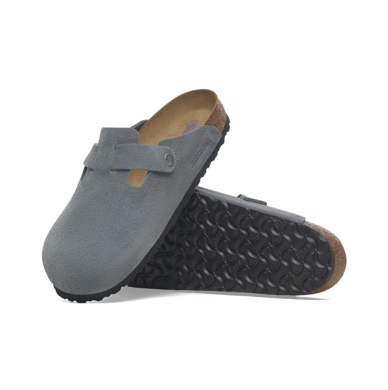 Birkenstock Boston Basalt Gray Blue Grey Suede Soft Footbed Made In Germany