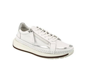 Sala Europe Vogue White Leather 6 Eyelet Zip Sneaker Shoe Made In Turkey