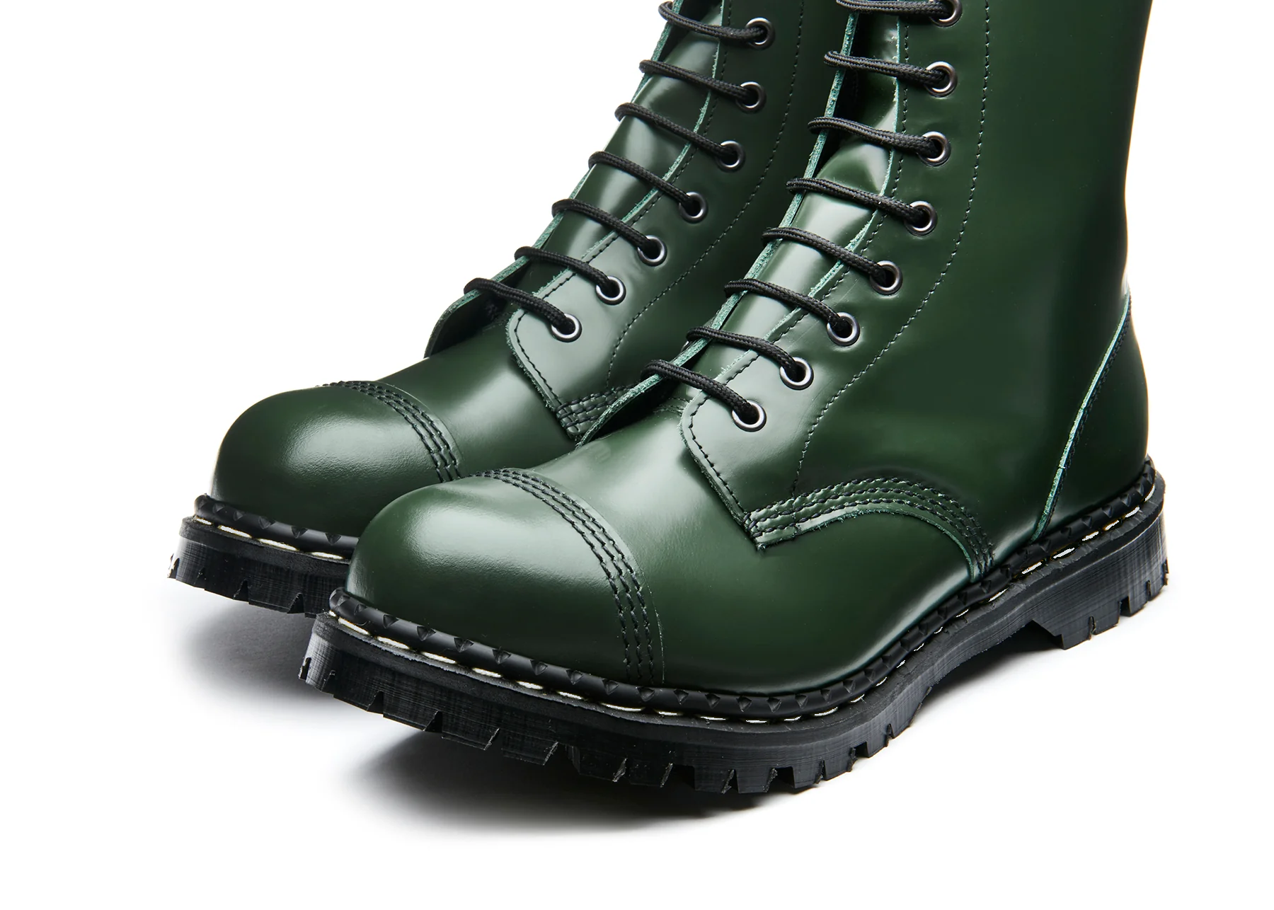 Gripfast Green Hi Shine Steel Toe 10 Eyelet Boot Made In England
