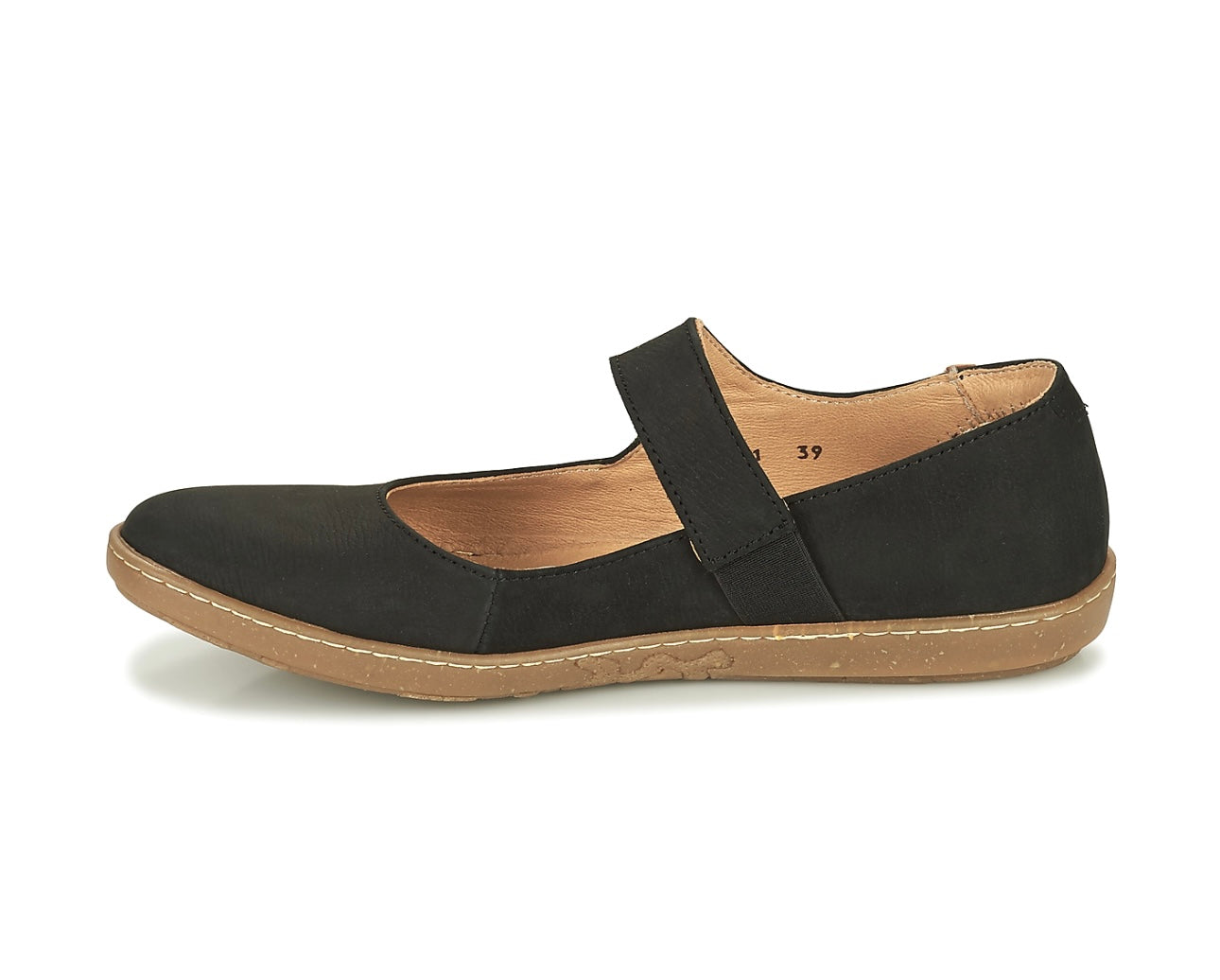 El Naturalista 5301 Black Coral Pleasant Elastic Strap Mary Jane Made In Spain