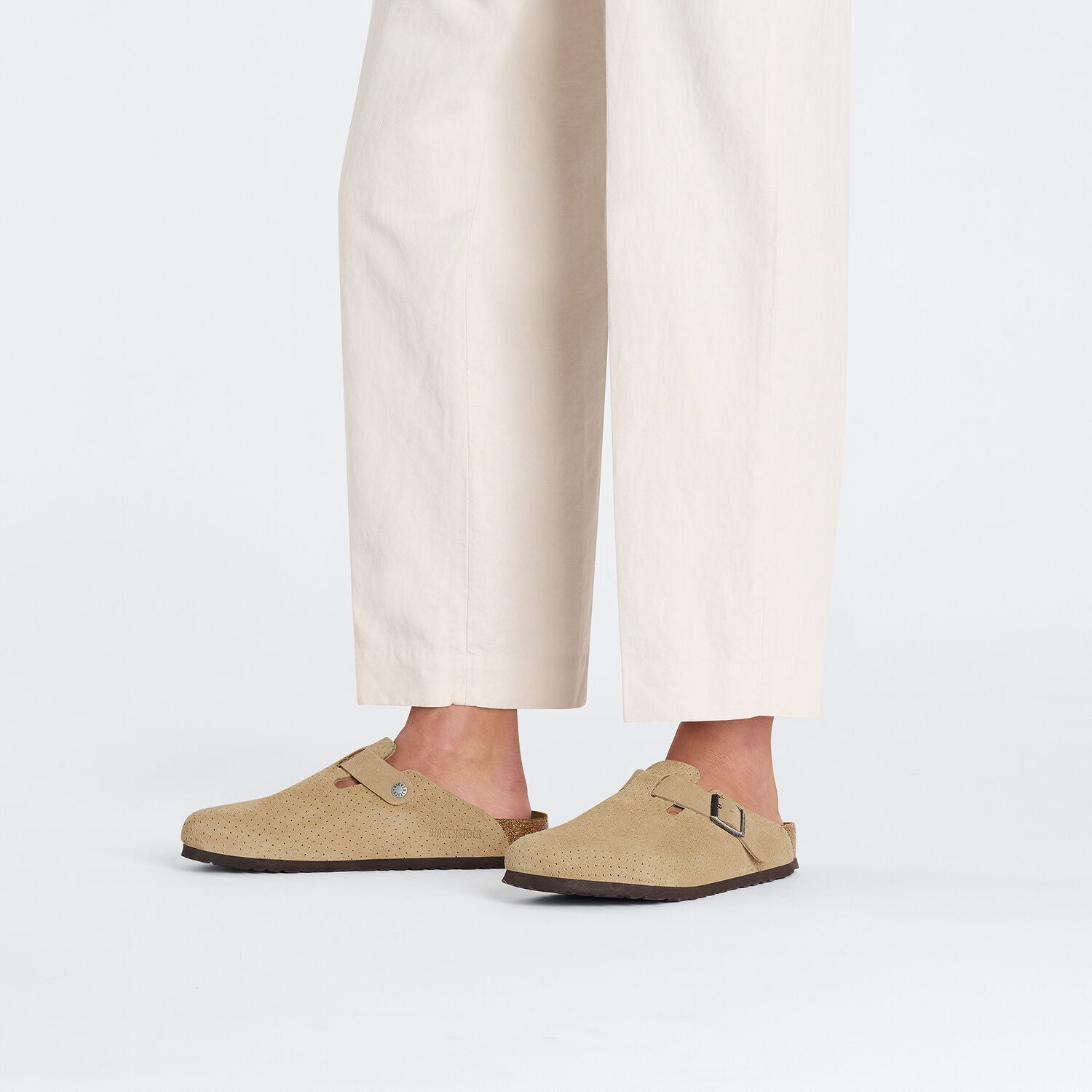 Birkenstock Boston Embossed Dotted New Beige Suede Made In Germany