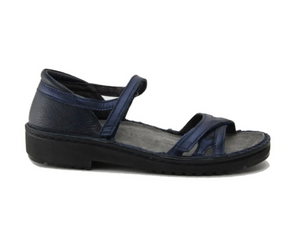 Naot Tatiana Soft Ink Combo Polar Blue Leather Velcro Sandals Made In Israel