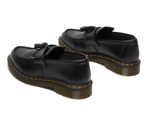Dr. Martens Adrian Black Smooth Leather Yellow Stitch Tassel Loafer Shoe